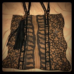 Tory Burch Tote Bag - dark blue and brown/tan